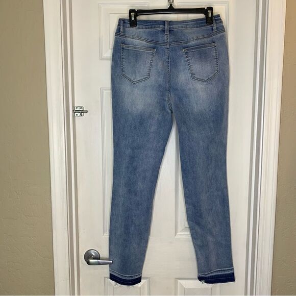 Shein Distressed Raw Hem Patchwork High Rise Jeans Size Large - Picture 2 of 8